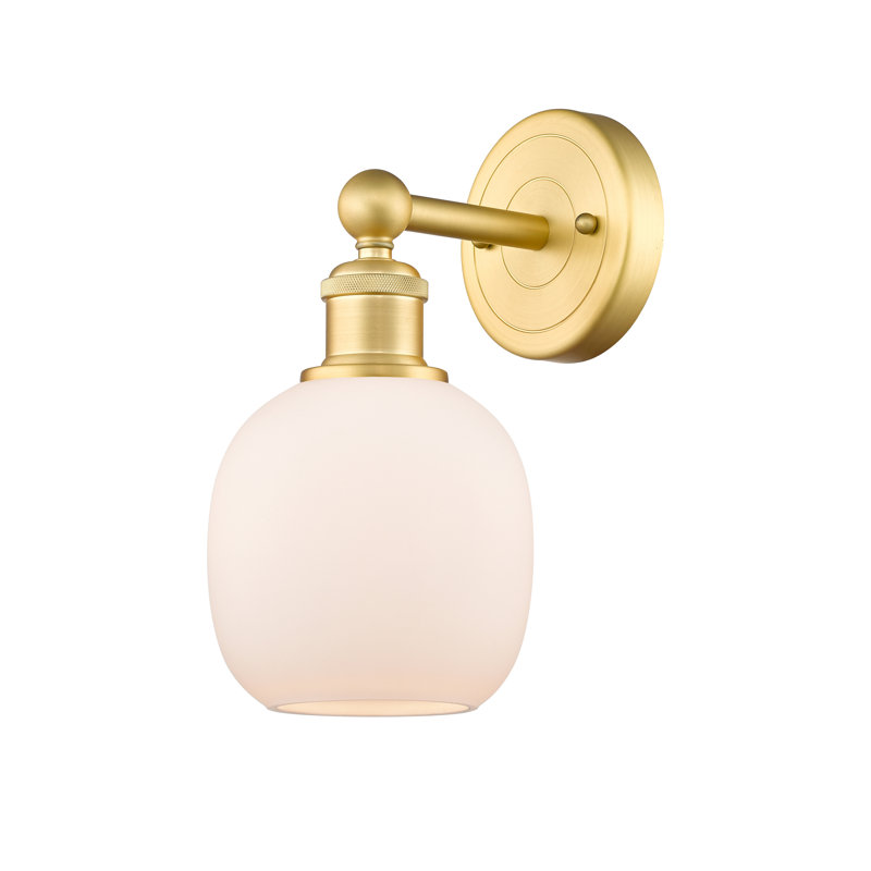 Cheraw Armed Sconce, Matte White, Satin Gold