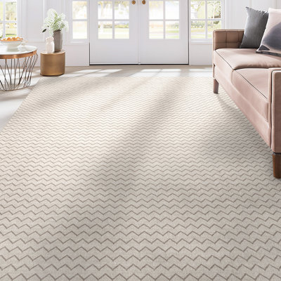 Tapis tissé à plat à chevrons ivoire Kehr Mesa - facile à nettoyer et durable