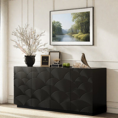 Buffet moderne avec 2 grandes armoires au design ondulé unique