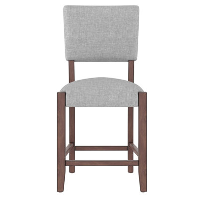 Mid Century Modern Bar Stools Set of 4, 40.4" Counter Stools with Back, Linen Upholstered Barstools with Solid Wood Legs Bar Chairs for Kitchen Island Dining Room, Grey (4-Piece Chairs)