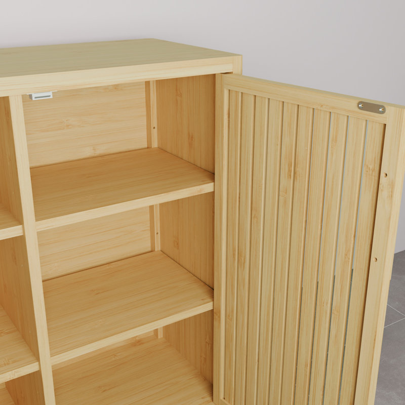 Small And Slim Single-Door Storage Solution For Home - 2 Open Shelves Hidden Cupboard, Fits Corners, Freestanding Linen Tower, Easy Assembly, 34.12 Lb Product Weight