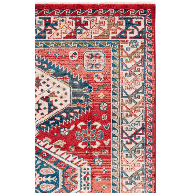 Kallie Oriental Blue/Ivory/Red Area Rug, Rectangle 3'3" x 4'1"