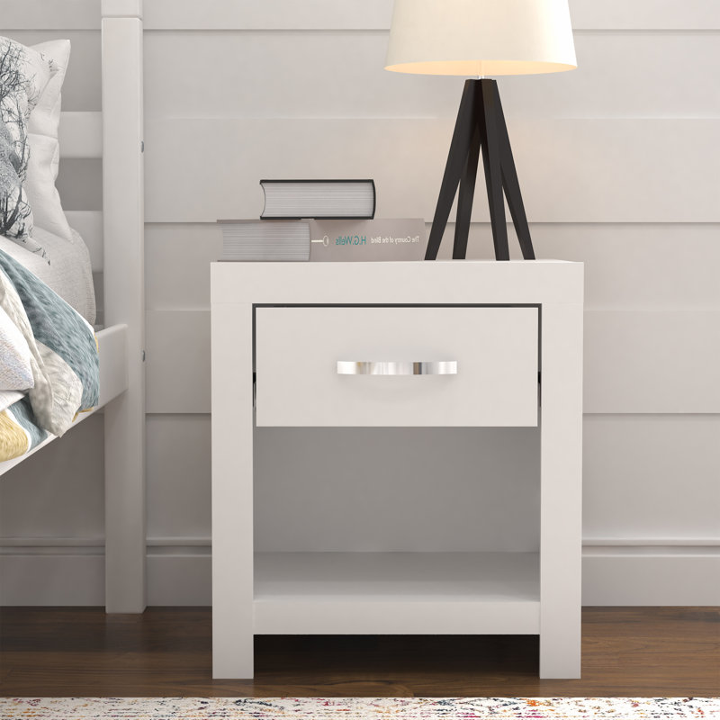 Aimaan 20.3" 1 Drawer Nightstand, Matt White
