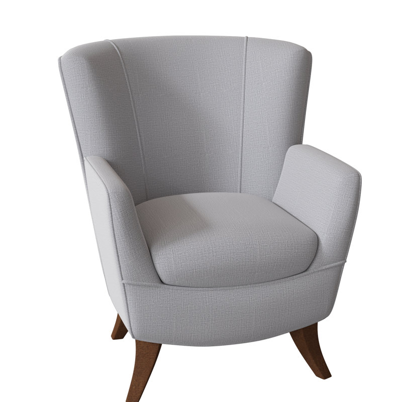 Bethany Upholstered Armchair, Dove Grey Performance, Dark Walnut
