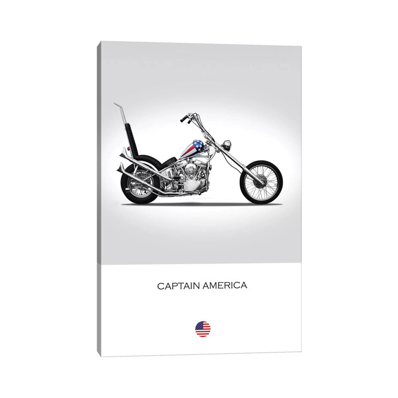 Harley-Davidson Captain America Easy Rider Tribute Motorcycle by Mark Rogan - Wrapped Canvas Print, 20.32 cm H x 30.48 cm W