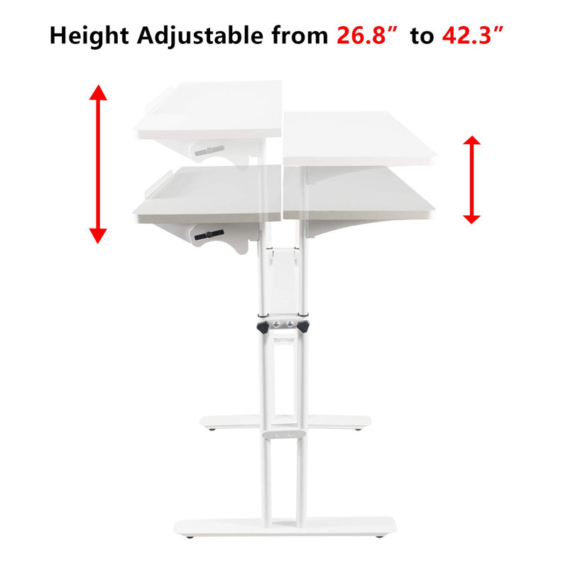 Bureau debout à hauteur réglable Barsky, Blanc