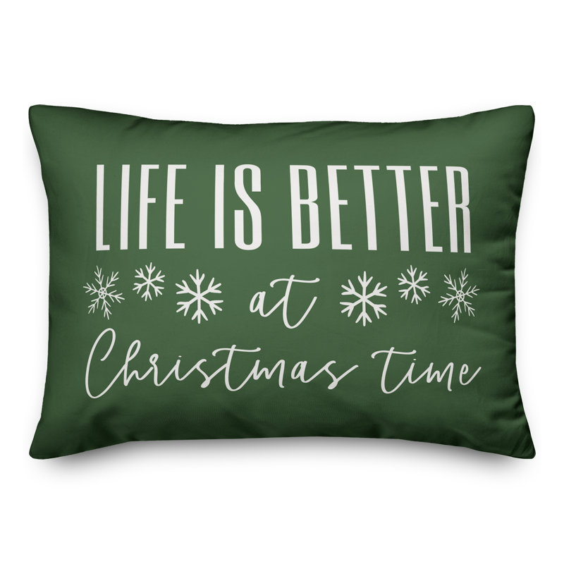  Coussin lombaire rectangulaire Life is Better at Christmas Time, Vert foncé