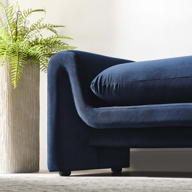 Banc en velours Waverly Performance par Modway, Bleu minuit