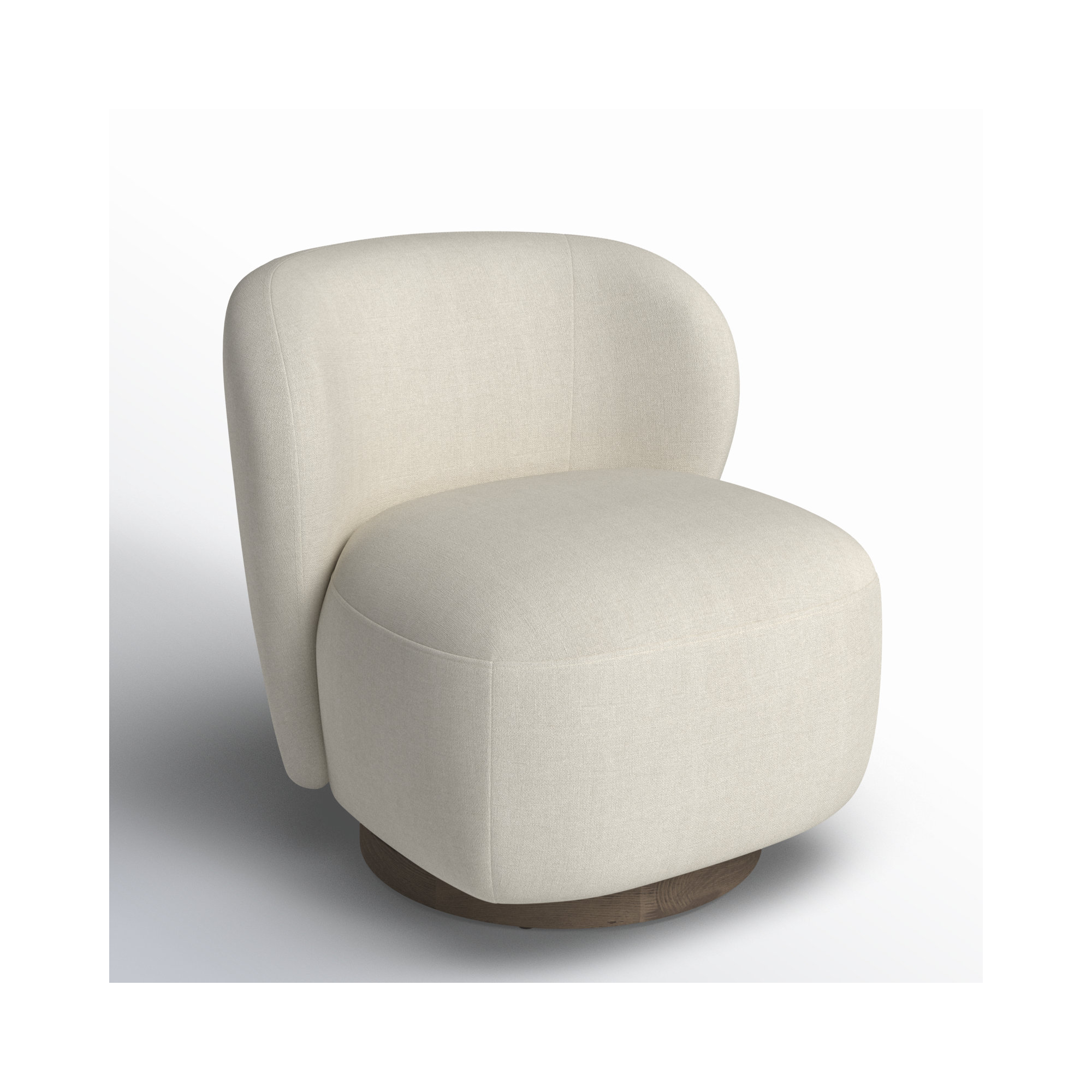 Upholstered Swivel Barrel Chair, Effie Linen Performance Linen