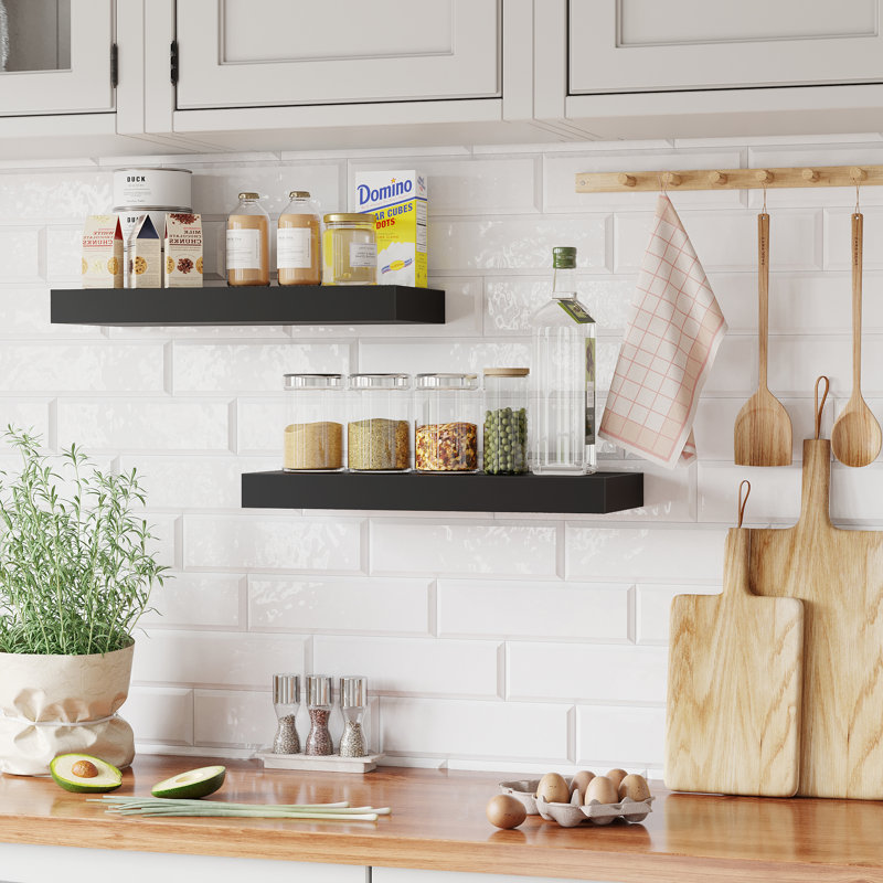 Miha 2 Piece Floating Shelf, Black