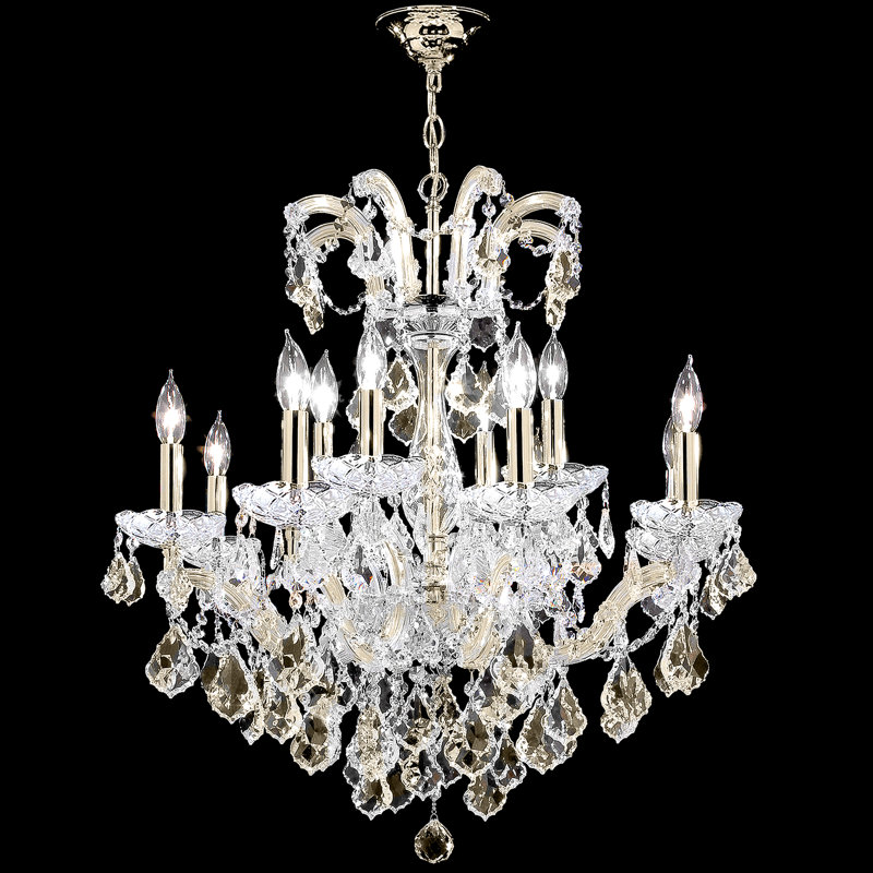 Maria Theresa Grand 12 - Light Chandelier, Gold Lustre, Chinese (K9), Golden Teak