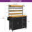 Farmhouse Bakers Rack with Power Outlet and LED Light, Microwave Stand Coffee Bar Cabinet on Wheels-1862852905