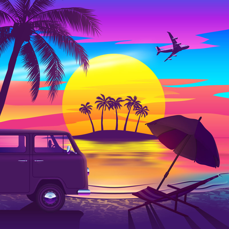 Tropical Beach by Magnilion - Wrapped Canvas Print, 122cm H x 122cm W