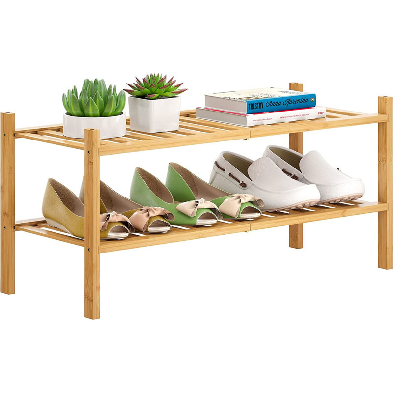 6 Pair Stackable Shoe Rack, Natural