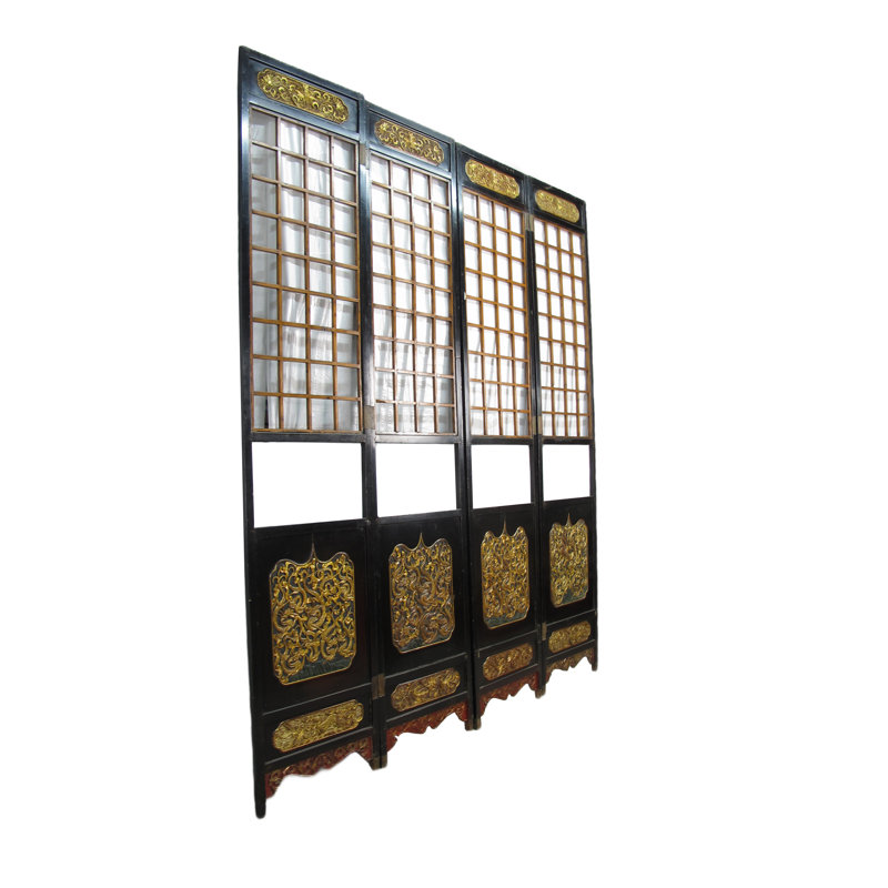 Asian Classic Stained Wood Pivot Screen Door