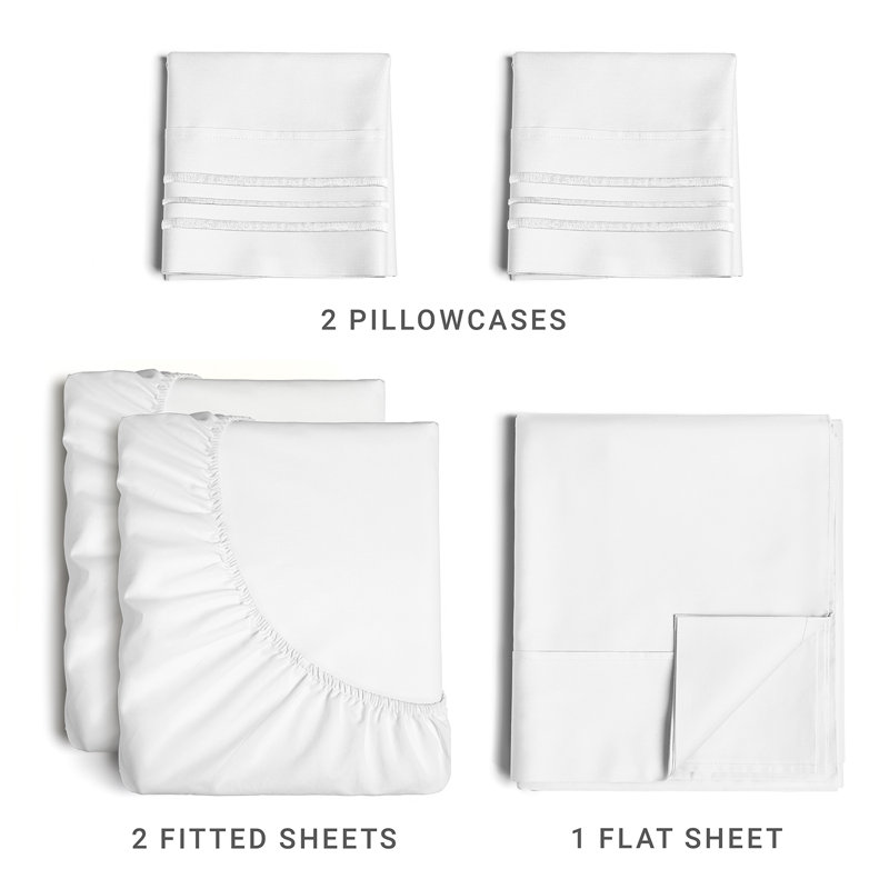 White Split King Microfiber 5-Piece Sheet Set for Kids