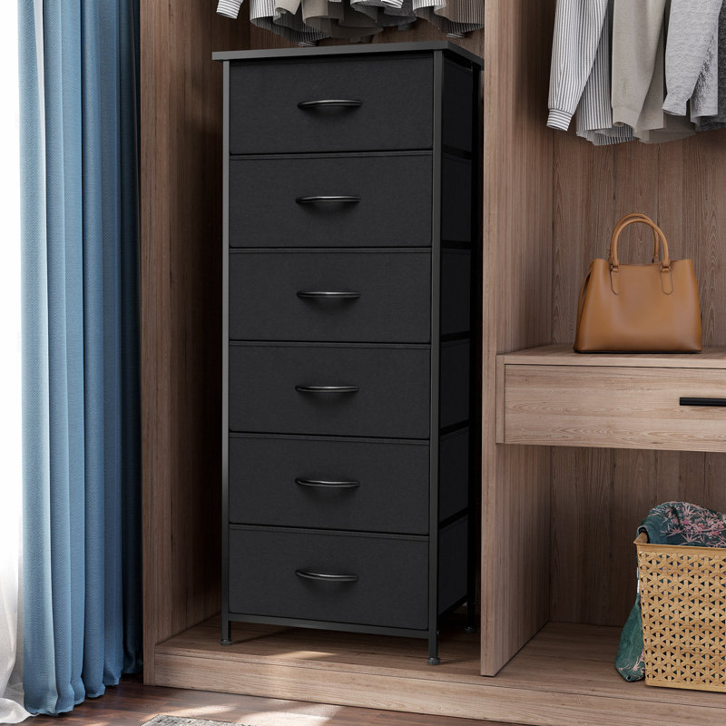 Annyka 6 Drawer Lingerie Chest, Black, Black