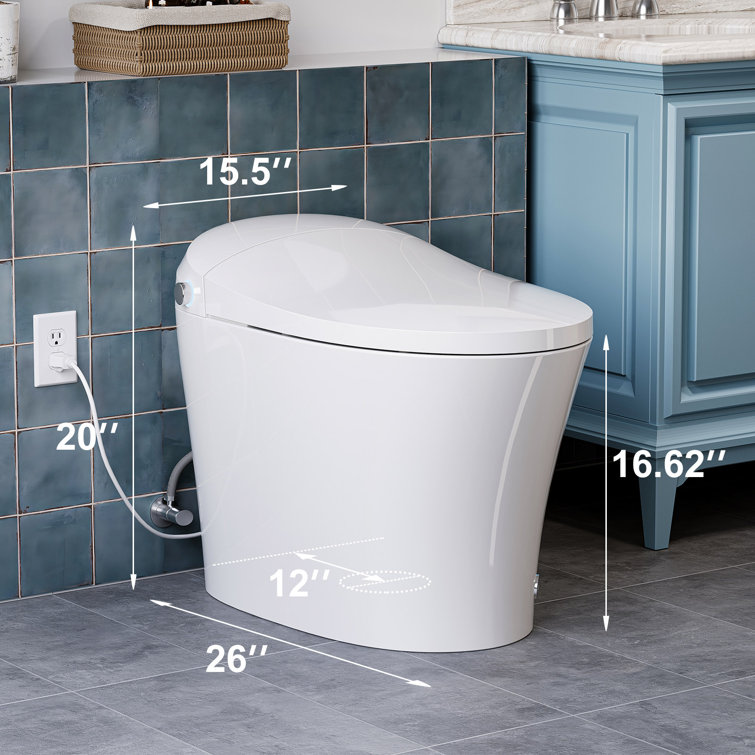 Smart One Piece Elongated Toilet Heated Seat Dual Flush Foot