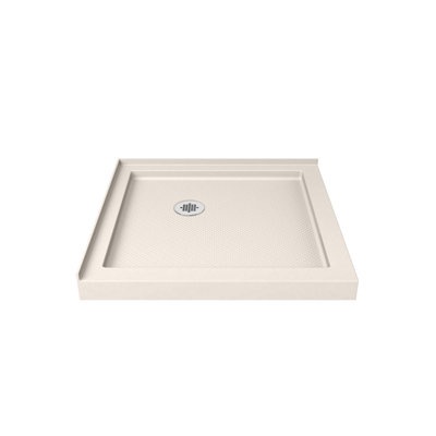  DreamLine SlimLine 42 inch D x 42 inch W x 2 3/4 inch H Corner Drain Double Threshold Shower Base in Biscuit