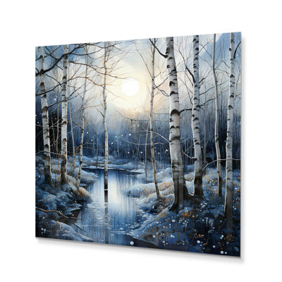 Birch Woods Mystic Moonlight IV - impression sans cadre sur métal