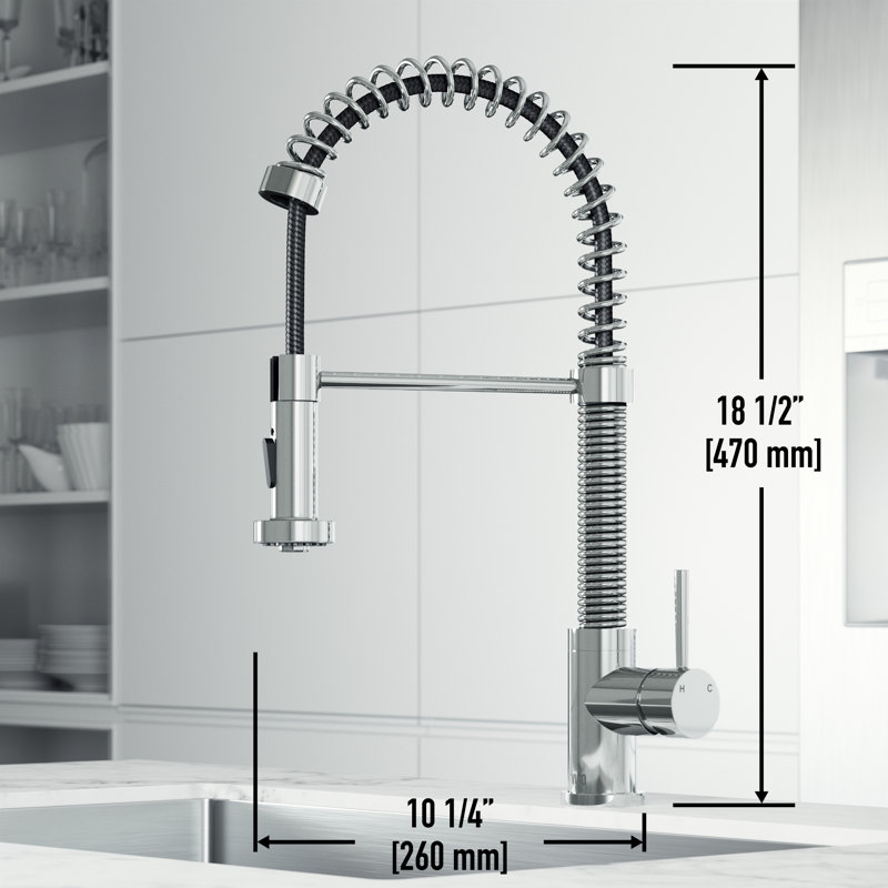Edison 19" H 1-handle Pull-Down 2-Function Sprayer Kitchen Faucet, Chrome, Without Soap Dispenser