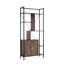 Bibliothèque moderne à six tablettes avec armoire de rangement à deux portes et deux tablettes - et métal-1364816527
