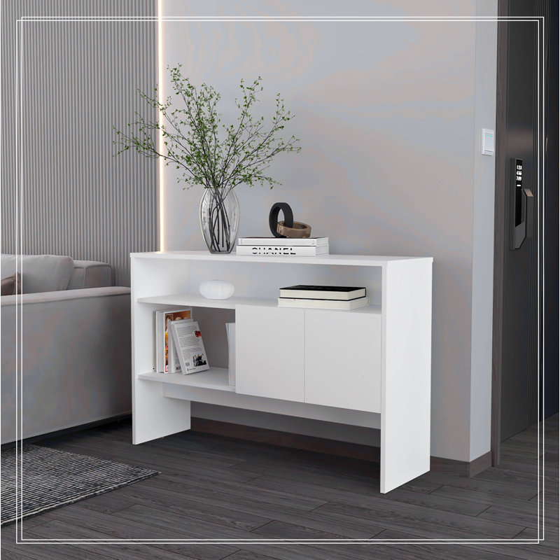 Console blanche avec deux portes