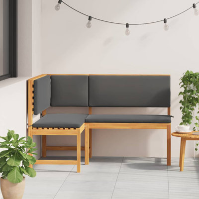 Garden Corner Bench 140 X 100 X 91Cm Solid Acacia Wood by Ophelia & Co.