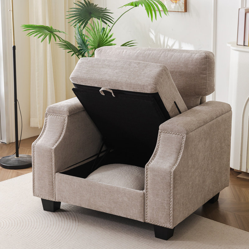 Fauteuil d'appoint surdimensionné en chenille 38,5 po Rexulqo, Khaki