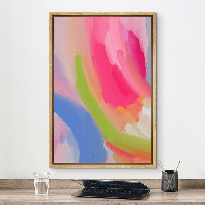 Abstrait aquarelle de couleurs vives et pastel rose pastel, art moderne, décor bohème chic, Naturel