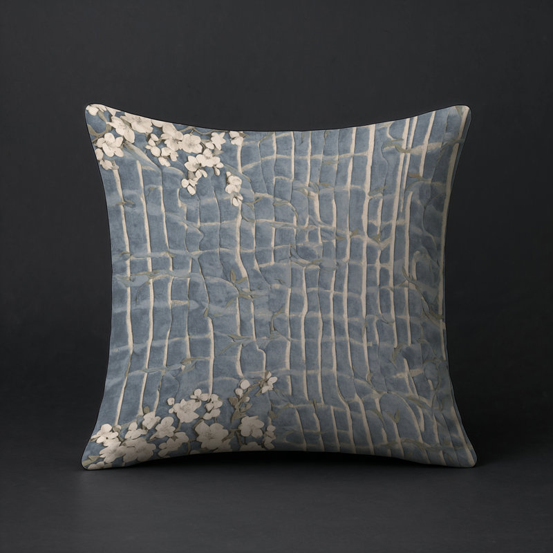 Coussin décoratif intérieur / extérieur gris Modern Modern, Gris / beige / brun clair abstrait 11, Carré 16 po