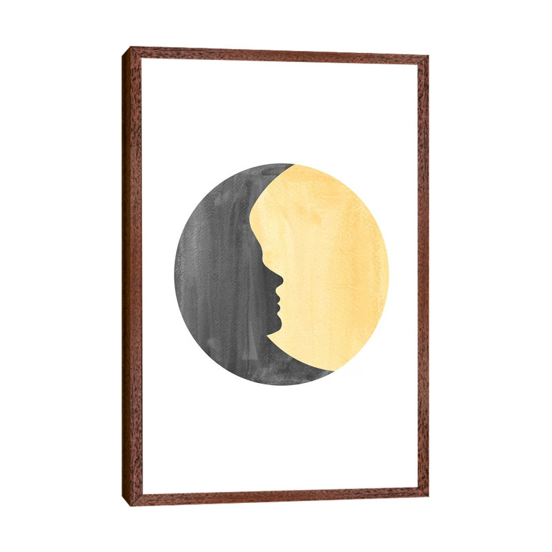 Woman Moon II by Whales Way - Print on Canvas, 152.4cm H x 101.6cm W x 3.81cm D, Classic Brown Wood Framed