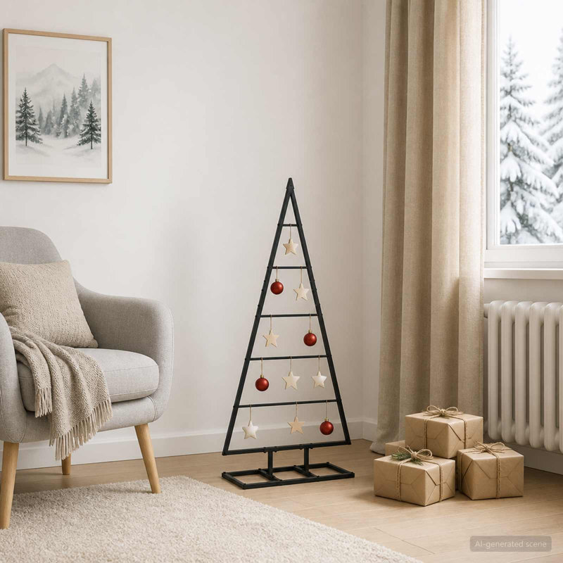 Metal Christmas Tree Metal Black Modern Christmas Tree For Living Room, 40 x 14.5 x 90 cm