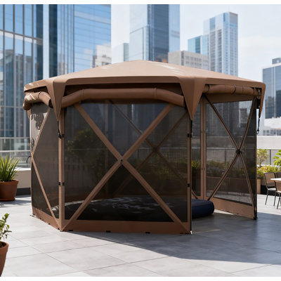 Versatile Roof Outdoor Tent,Pop Up Gazebo Screen Tent,With Removable Roof Cover, Roll-Up Wind Panels
