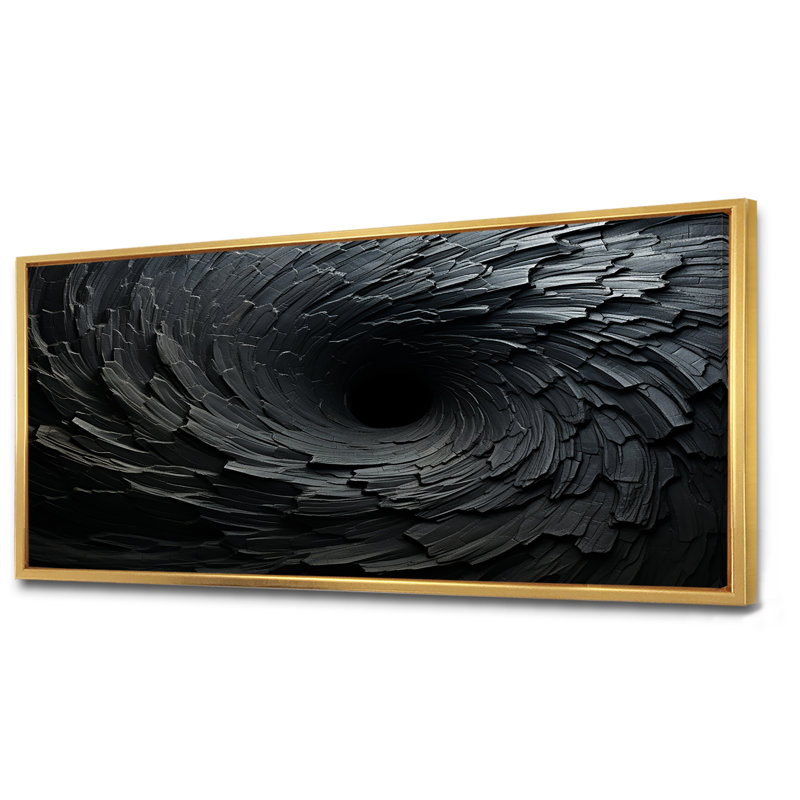 «Black Spiraling fractal sprial», reproduction sur toile à spirales abstraites, Doré, H 28 po x l 60 po