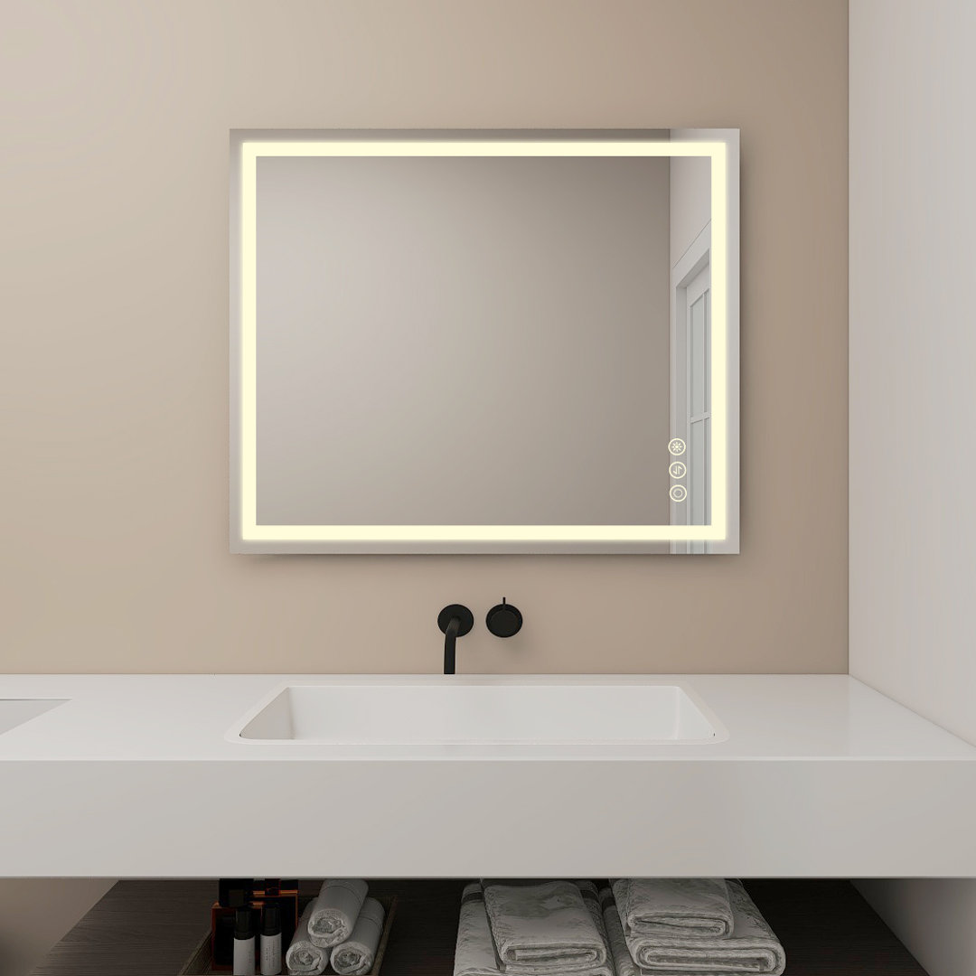 Frameless LED Bathroom/Vanity Mirror with Adjustable Brightness, Waterproof and Anti-fog Latitude Run®