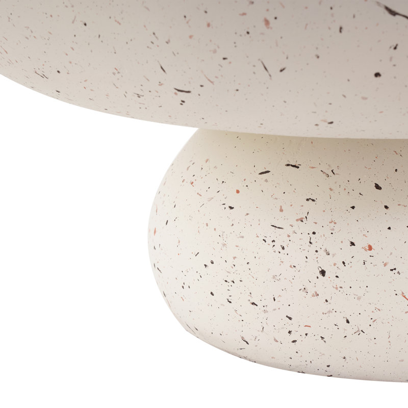 Rey Patio Round Magnesium Oxide Coffee Table, 34.45''Wx34.45''Dx15.35''H, Terrazzo White
