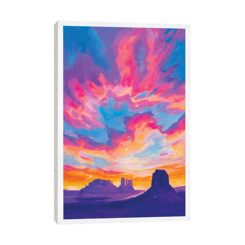 Desert Sunset Study by Andrea Fairservice - Painting on Canvas, White Framed, 66.04 cm H x 45.72 cm W