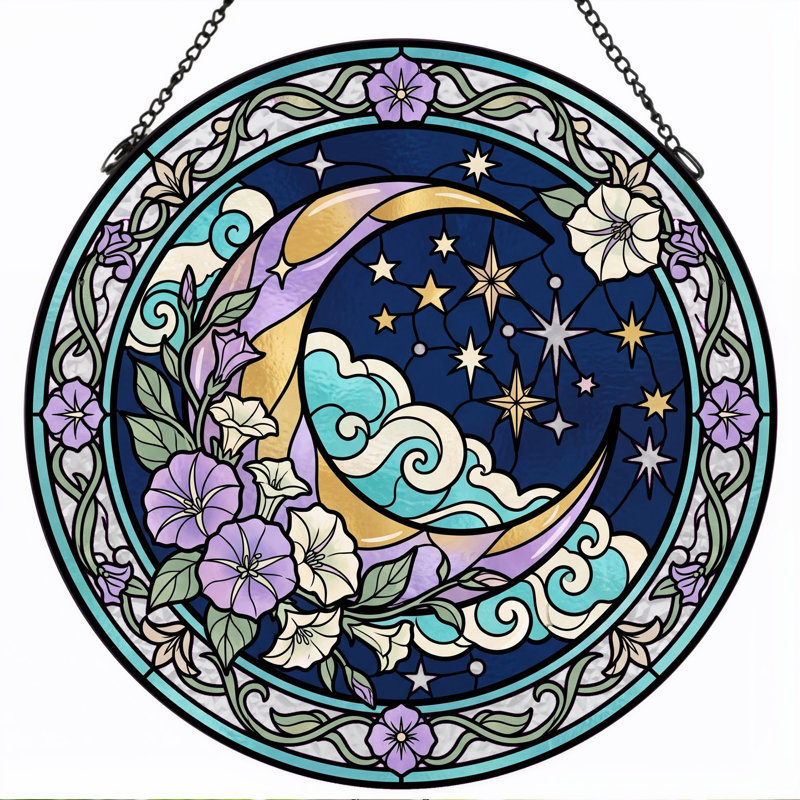 Vitrail étoiles de lune H 12 po, H 12 po