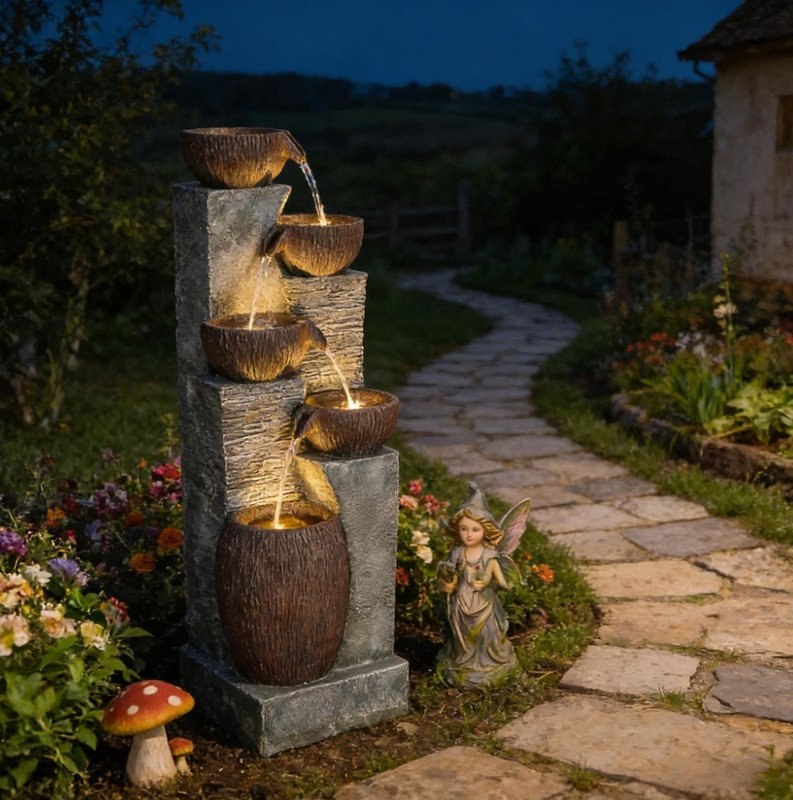 Grande fontaine d'eau de jardin en cascade
