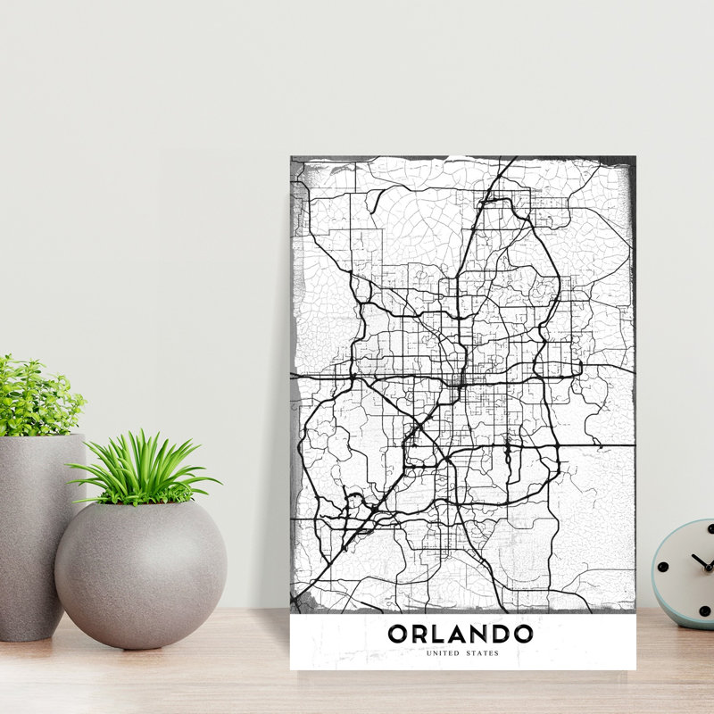 Carte d'Orlando - Architecture contemporaine abstraite - Affiche murale, H 18 po x l 12 po