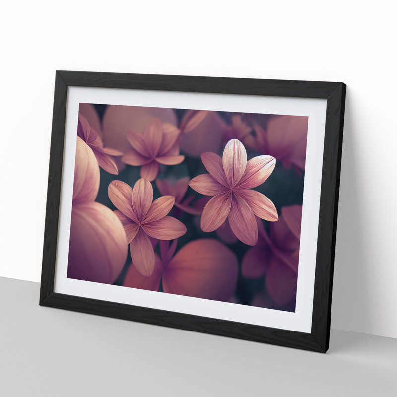 XH1022-6822X Peaceful Flowers - Picture Frame Print, Black, 46cm H x 64cm W