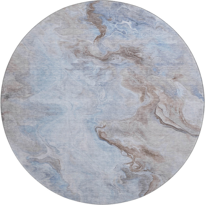 Premium Machine Washable Varasteh AMF1680 Abstract Rug, Round 8'