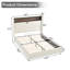 Cadre de lit doux en velours pour grand lit avec port USB et veilleuse-67697229-67697224