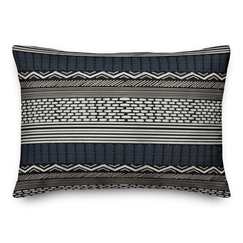 Housse et insert de coussin rectangulaire pour l'extérieur Circle Dot, Noir, Géométrique 1