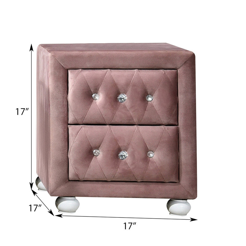 Élégante table de chevet rose avec glissières en métal - Fonctionnement en douceur 2 tiroirs confortables et un ajout à votre chambre