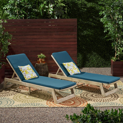 Vinita Outdoor Reclining Chaise Lounge with Cushion