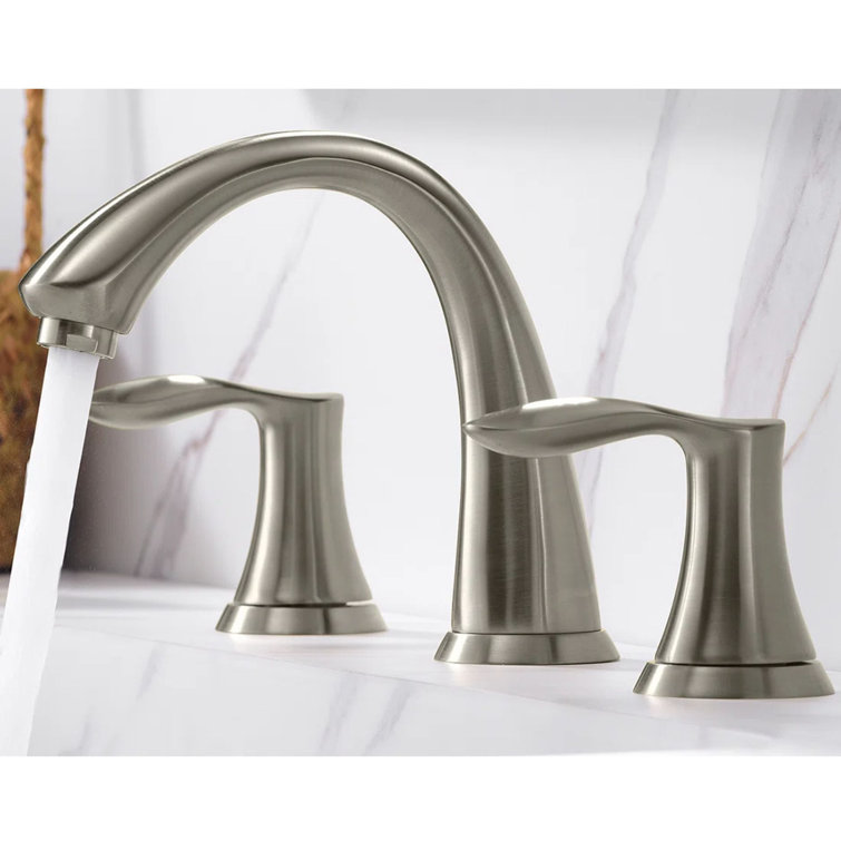 Wide Spread Two Handles Bathroom Sink Faucet with Drain Assembly, Three Holes Bathroom Faucet with Pop-up Drain Stopper