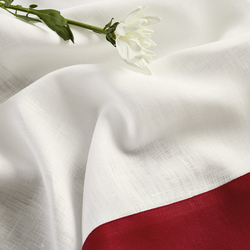 Red and White Linen Rectangular Tablecloth 60 x 108 Inch