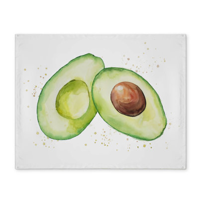 Watercolor Open Avocado Placemat - Kitchen Decor Polyester